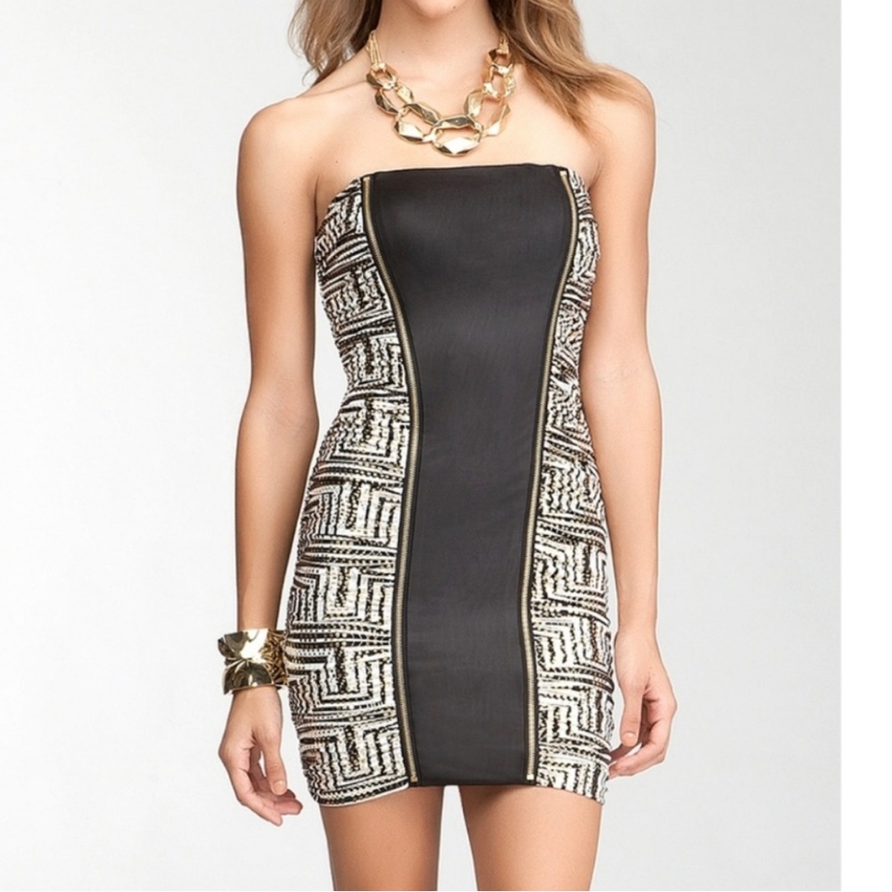 Bebe Addiction-Geometric Print Tube Dress